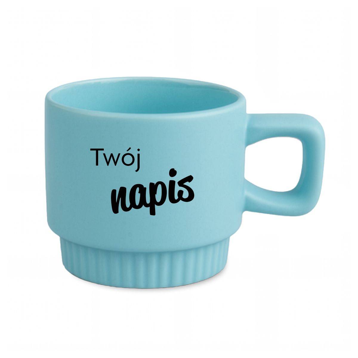 Kubek ryflowany z Twoim tekstem - niebieski