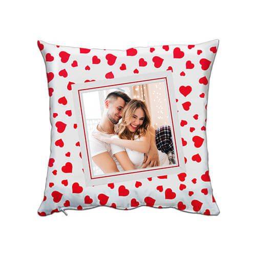 Poduszka satynowa ze zdjęciem - ramka serca