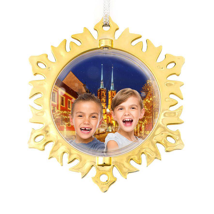 Bombka dwustronna ornament-złota