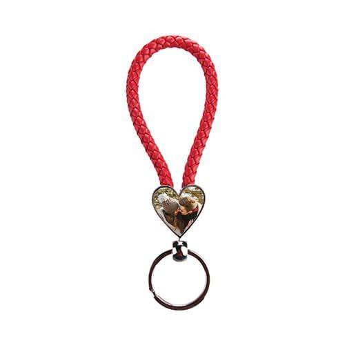 Brelok pleciony serce - czerwony