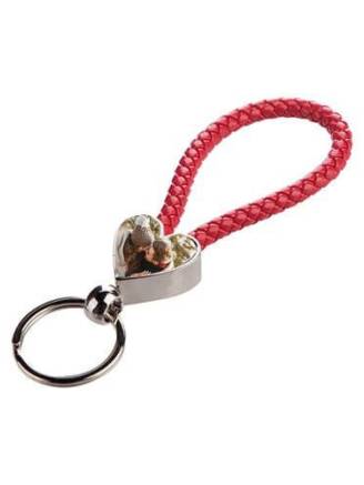 Brelok pleciony serce - czerwony