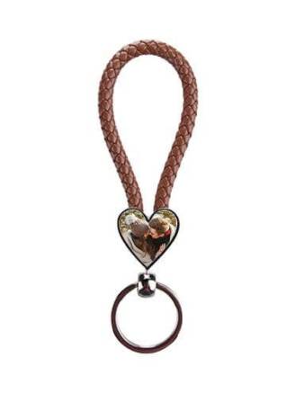 Brelok pleciony serce - brązowy