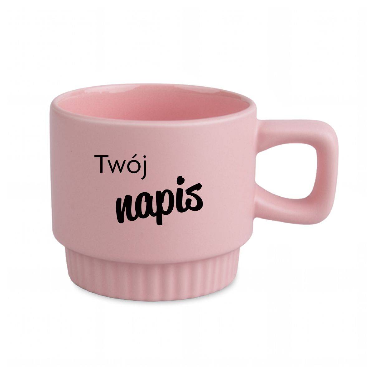 Kubek ryflowany z Twoim tekstem - różowy