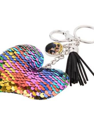 Brelok cekinowy - kolorowe serce