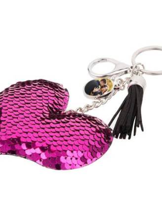 Brelok cekinowy - ciemnoróżowe serce