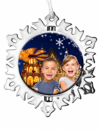 Bombka dwustronna ornament-srebrna