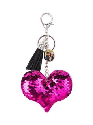 Brelok cekinowy - ciemnoróżowe serce