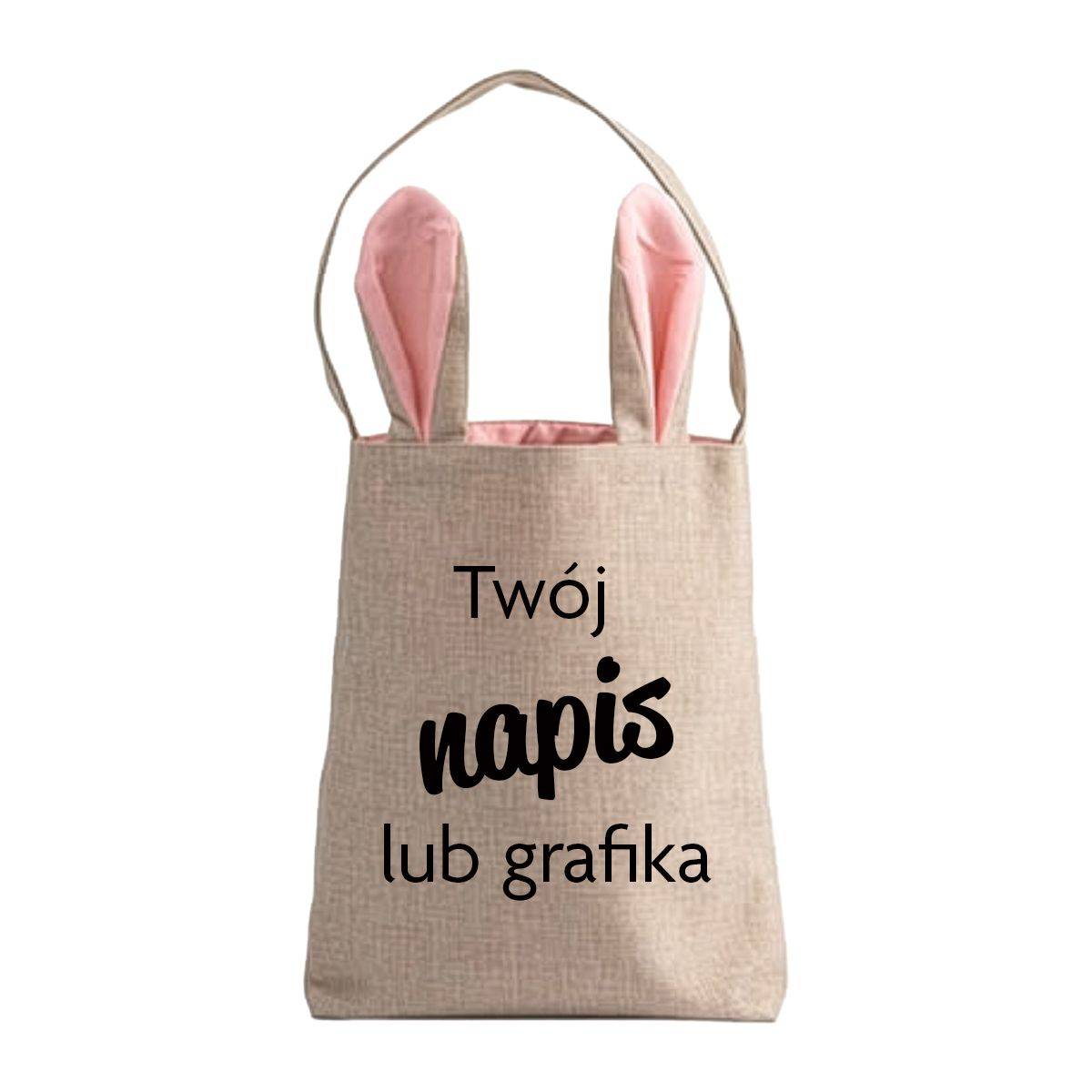 Lniana torba z uszami królika - różowa