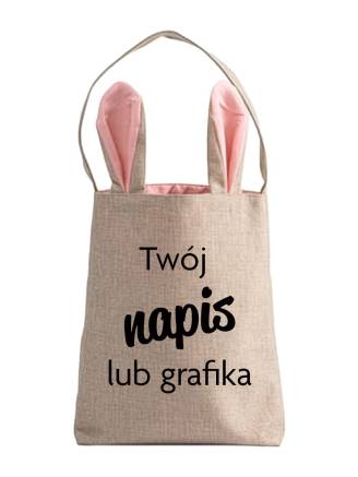 Lniana torba z uszami królika - różowa