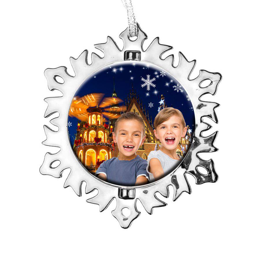 Bombka dwustronna ornament-srebrna