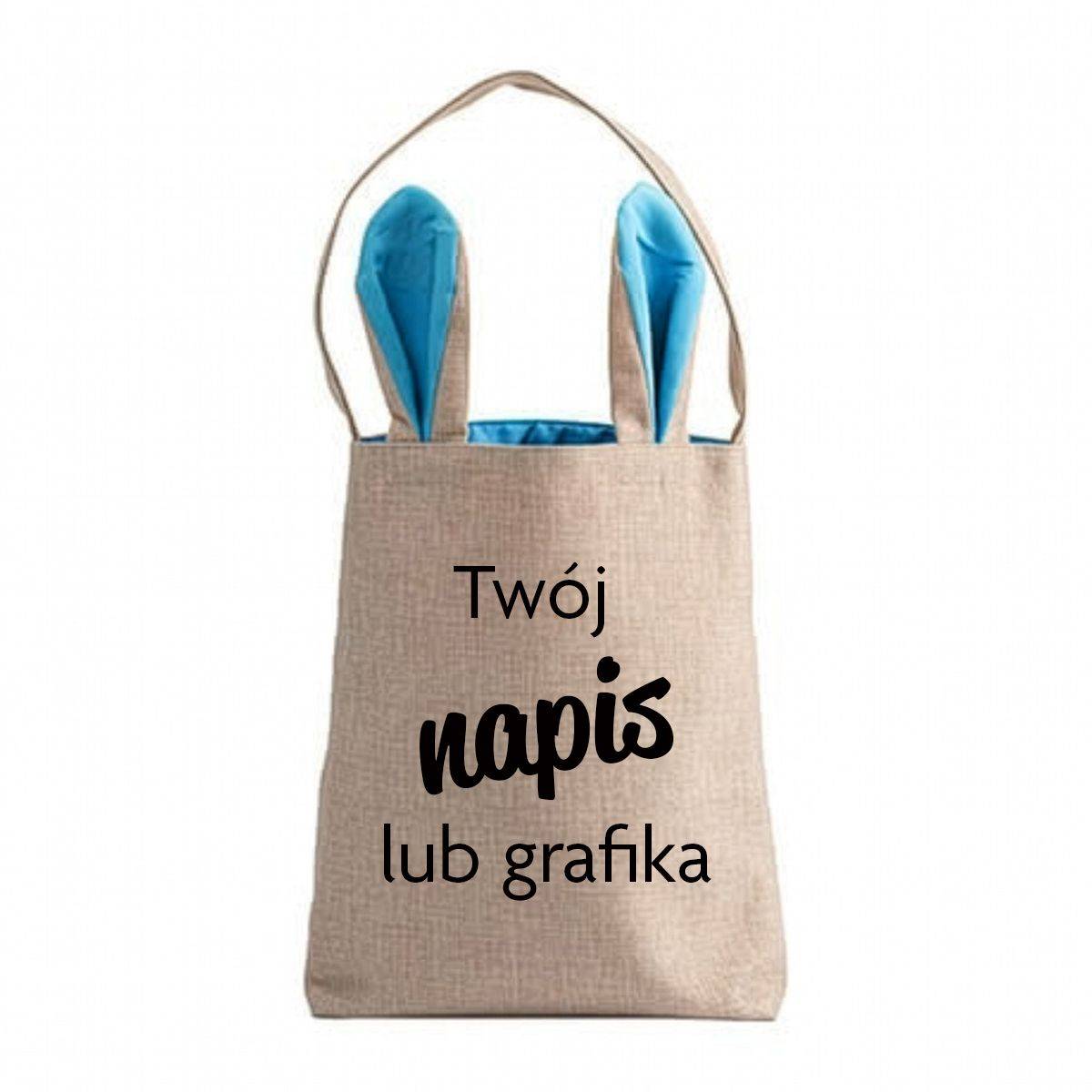 Lniana torba z uszami królika - niebieska