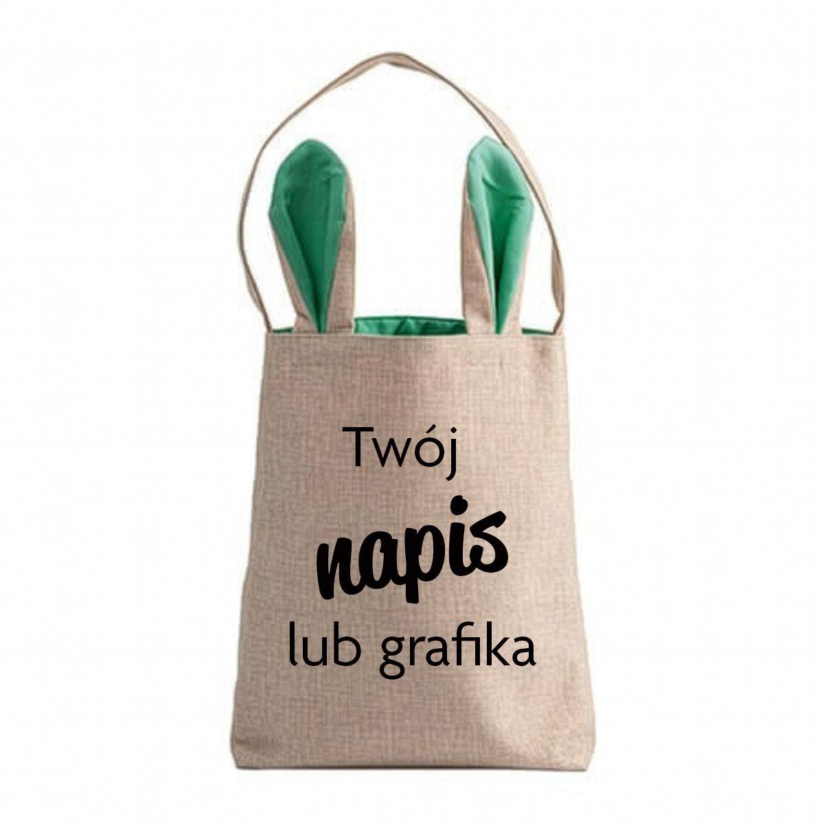 Lniana torba z uszami królika - zielona
