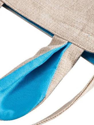 Lniana torba z uszami królika - niebieska